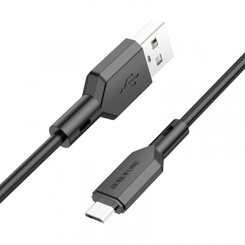Кабель USB - микро USB Borofone BX70 Shengda, 1.0м, 2.4A, цвет: чёрный (1/63/378) (6974443384482)