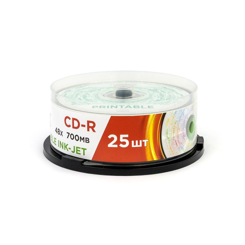 Диск MIREX CD-R Printable Ink-Jet 48X 700MB  Cake box 25 (25/300) (UL120038A8M)