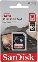 Карта памяти SDHC  16GB  SanDisk Class10 Ultra UHS-I  (80 Mb/s) (SDSDUNS-016G-GN3IN)