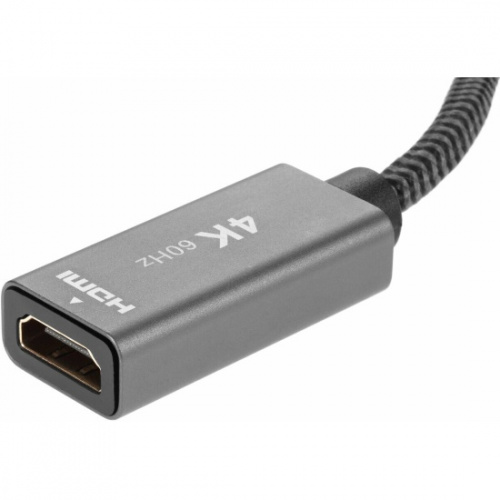 Кабель-переходник DP --> HDMI-F 0.2m , серый металлик, оплетка, 4K@60Hz, Telecom (TA560) (1/200) фото 4