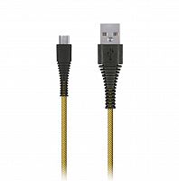 Дата-кабель Smartbuy USB - micro USB, "карбон", экстрапрочный,1.0 м, до 2А, желтый (iK-10n-2 yellow)
