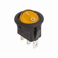 Выключатель клавишный круглый 12V 20А (3с) ON-OFF желтый с подсветкой REXANT (10/3000)