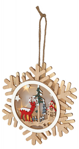 Светильник светодиодный ЭРА ENGDS-6L новогодний Снежинка подвесной 15 см 2*АА (1/24) (Б0060477) фото 2