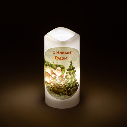 Проектор ЭРА светодиодный EGNDS -SK светильник новогодний Свеча Санта теплый свет LED 3*ААА 15 см (1/50) (Б0060551) фото 5