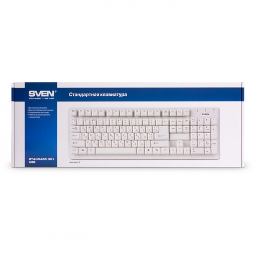 Клавиатура SVEN Standard 301 USB белый (SV-03100301UW) фото 3