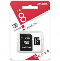 Карта памяти MicroSD  8GB  Smart Buy Class  4 + SD адаптер (SB8GBSDCL4-01)