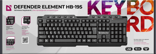 Клавиатура беспроводная DEFENDER Element HB-195 RU, мультимедиа, черная (1/20) (45195) фото 6