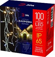 Гирлянда светодиодная ЭРА новогодняя ERAPS-BK1 бахрома 0,7x2 м холодный белый свет 100 (1/10)