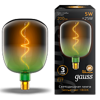 Лампа светодиодная GAUSS Filament V140 5W 200lm 1800К Е27 green-clear flexible 1/6 (1009802105)
