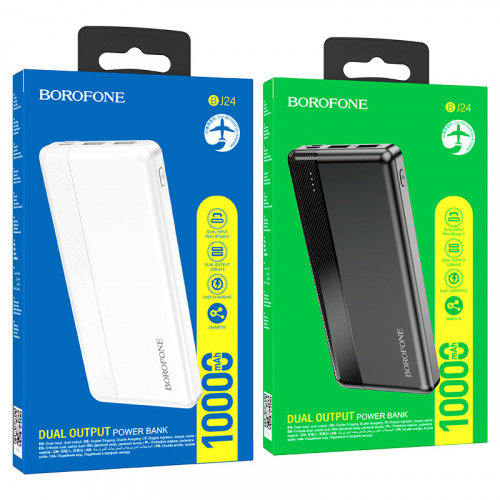 Мобильный аккумулятор Аккумулятор внешний Borofone BJ24, 10000mAh, пластик, 2 USB выхода, Type-C, 2.0A, цвет: чёрный (1/37) (6974443385113)