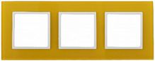 Рамка ЭРА, серии ЭРА Elegance, скрытой установки, на 3 поста, стекло, жёлтый+бел