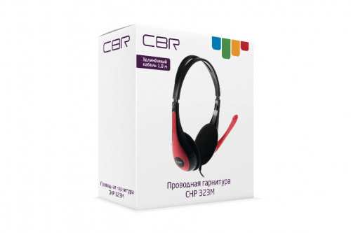 Гарнитура CBR CHP 323M микрофон, 2 x mini-jack 3.5 mm, регу. оголовья, рег. гром., длина кабеля 1,8 м, чёрный-красный (1/30) фото 2