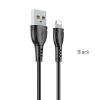 Кабель USB - 8 pin Borofone BX51, 1.м, 2.4A, пластик,  цвет: черный (1/360) (6931474743893)