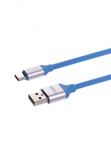 Дата-кабель TDM ДК 17, USB - USB Type-C, 1 м, силиконовая оплетка, голубой, (1/200) (SQ1810-0317) фото 3