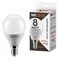Лампа светодиодная WOLTA LX Шар G45 8Вт 4000К 640лм Е14 1/50