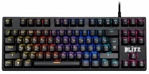 Клавиатура механическая игровая Defender Blitz GK-240L RU,Rainbow, черный (45240) фото 2
