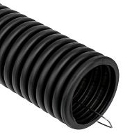 Труба гофрированная из ПНД, с зондом, черная, Ø50 мм (бухта 15 м/уп.) REXANT (15/15)