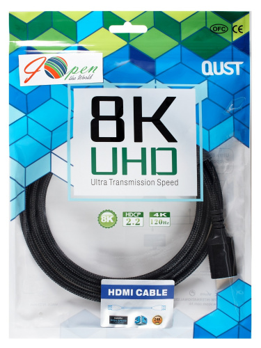 Кабель HDMI 19M/M,ver. 2.1 8KX60Hz (Econom) оплетка 1.5m iOpen <ACG859B-1.5> (1/50) фото 2
