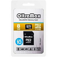 Карта памяти MicroSD  8GB  OltraMax Class 10 + SD адаптер (OM008GCSDHC10-AD)
