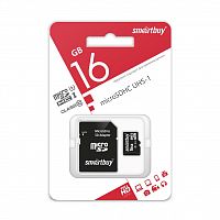 Карта памяти MicroSD  16GB  Smart Buy Сlass 10  + SD адаптер (SB16GBSDCL10-01LE)