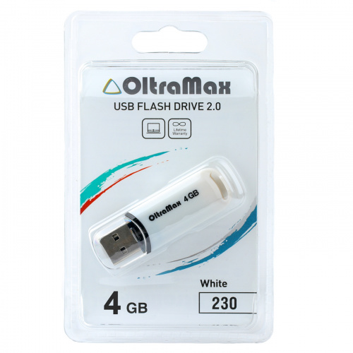 Флеш-накопитель USB  4GB  OltraMax  230  белый (OM-4GB-230-White) фото 3