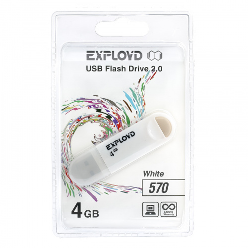 Флеш-накопитель USB  4GB  Exployd  570  белый (EX-4GB-570-White) фото 5