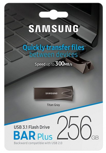 Флеш-накопитель USB 3.1  256GB  Samsung  Bar Plus  темно-серый (MUF-256BE4/APC) фото 7