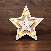 Фигура деревянная NEON-NIGHT с подсветкой "Звезда двойная" 30х4х30 см (1/12) (504-027)
