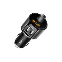 Блок питания автомобильный 2 USB HOCO, E19 Smart, 2400mA, с FM-трансмиттером, чёрный