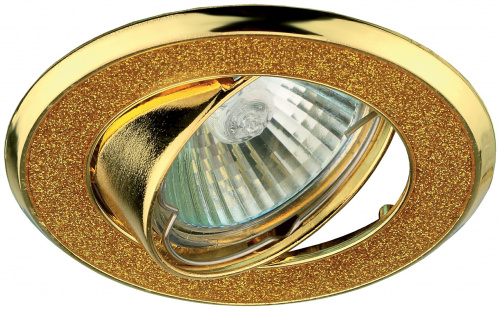 Светильник ЭРА MR16 DK18 GD/SH YL, декор "круглый со стеклянной крошкой", 12V/220V, 50W, золото/зол фото 3