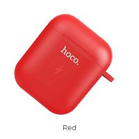 Чехол с беспроводной зарядкой,силиконовый для Airpods 1/2 HOCO, CW22, непрозрачный, матовый, цвет: красный (1/22/220)