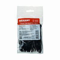Хомут-стяжка кабельная нейлоновая REXANT 100 x2,5 мм, черная, упаковка 100 шт. (10/300) (07-0101)