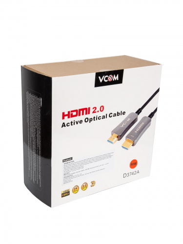 Активный оптический кабель HDMI 19M/M,ver. 2.0, 4K@60 Hz 80m VCOM <D3742A-80M> (1/6) фото 4