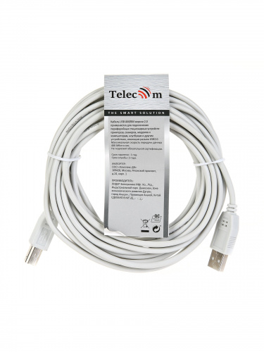 Кабель USB2.0  A-->B (5.0м) Telecom <TC6900-5M> (1/80) (TC6900-5.0M) фото 3