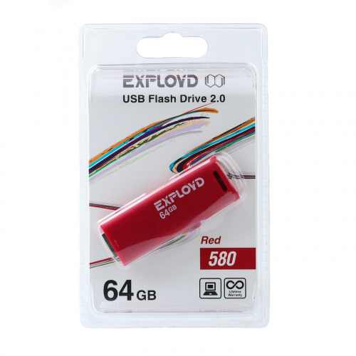 Флеш-накопитель USB  64GB  Exployd  580  красный (EX-64GB-580-Red) фото 5