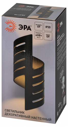 Светильник ЭРА настенный декоративный WL48 BK под лампы G9 IP20 черный (1/50) (Б0059818) фото 9