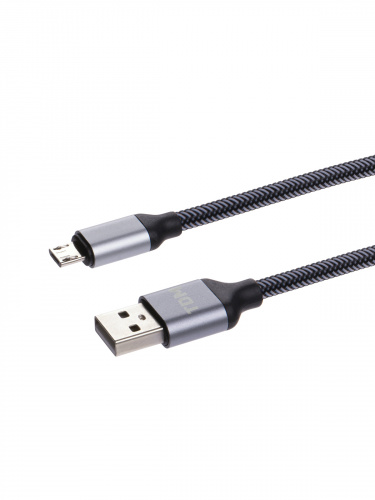 Дата-кабель TDM ДК 10, USB - micro USB, 1 м, тканевая оплетка, серый, (1/200) (SQ1810-0310) фото 3