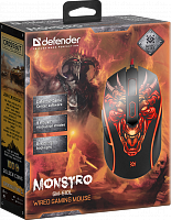 Мышь Defender Monstro GM-510L, черный, USB, игровая, оптика, 6кн., 3200dpi (1/23) (52510)