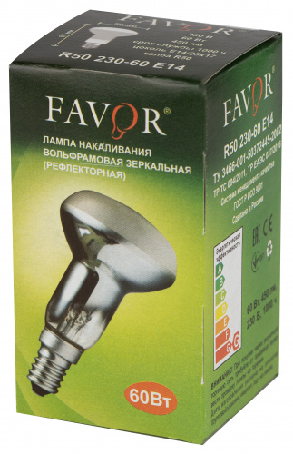 Лампа Favor накаливания R50 60Вт E14 / Е14 230В рефлектор (1/100) (Б0056143) фото 3