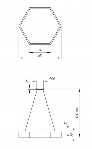 Светильник светодиодный ЭРА Geometria Hexagon SPO-121-B-40K-038 38Вт 4000К 4000Лм IP40 600*600*80 черный подвесной фото 2
