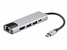 Адаптер USB 3.1 Type-Cm ->HDMI A(m) 4K@30Hz, RJ45, 2XUSB3.0, PD, iOpen <ACU435M> (1/150)
