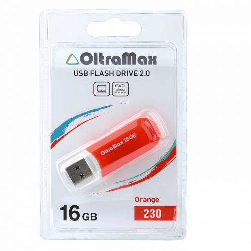 Флеш-накопитель USB  16GB  OltraMax  230  оранжевый (OM-16GB-230-Orange) фото 3