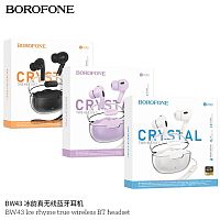 Наушники внутриканальные Borofone BW43 Ice, пластик, bluetooth 5.3, микрофон, цвет: белый (1/22/132) (6941991107009)