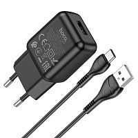 Блок питания сетевой 1 USB HOCO C96A, 2100mA, кабель USB - Type-C, 1.0м, цвет: чёрный (1/27/162) (6931474766021)
