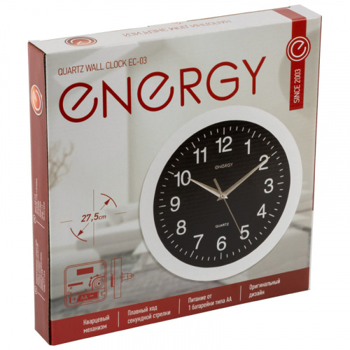 Часы настенные кварцевые ENERGY модель ЕС-03 круглые (1/10) (009303) фото 2