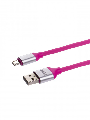 Дата-кабель TDM ДК 19, USB - micro USB, 1 м, силиконовая оплетка, розовый, (1/200) (SQ1810-0319) фото 3