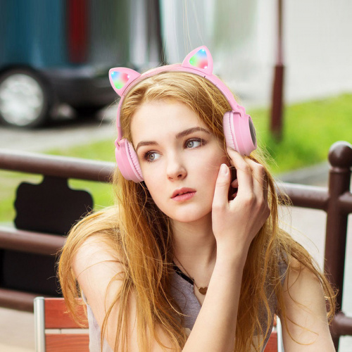Наушники полноразмерные HOCO W27 Cat Ear, bluetooth, цвет: розовый (1/30) (6931474718464) фото 5