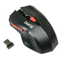 Беспроводная оптическая мышь DIALOG MROP-09U, USB, 6 кнопок + ролик прокрутки, черный (1/40)