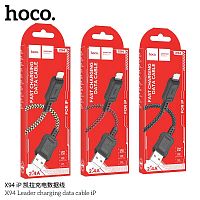 Кабель USB - 8 pin HOCO X94 Leader, 1.0м, 2.4A, ткань, цвет: чёрный (1/33/330) (6931474794239)