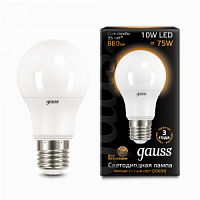 Лампа светодиодная GAUSS A60 10W 880lm 3000K E27 1/10/50 (102502110)